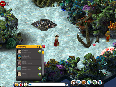 Example of friends social panel in virtual world