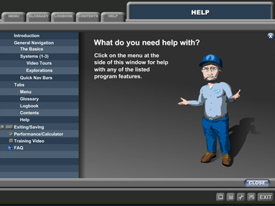 Example of help menu